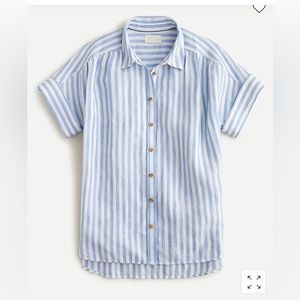J. Crew Relaxed-fit short-sleeve Baird McNutt Irish linen shirt in stripe
